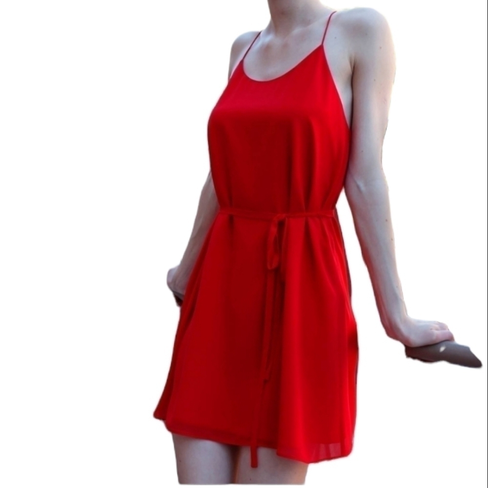 Naked Zebra Red Dress with waist tie